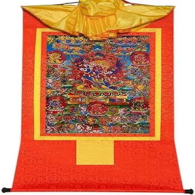 58 Wrathful Deities of the Bardo Thodol(Tibetan Book of Dead), Tibetan Thangka Painting Art,Buddha Tapestry with Scroll (Color : Red, Sizesmall 35cm*27cm ( Color : Red , Size : Small(35cm*27cm) )