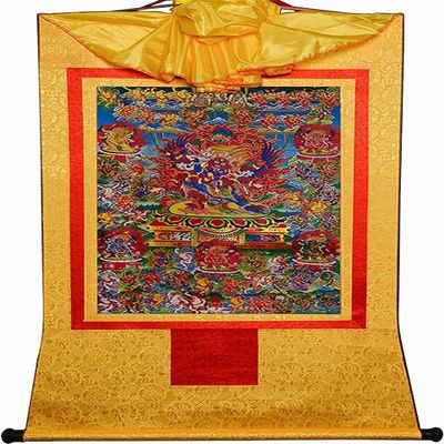 58 Wrathful Deities of the Bardo Thodol(Tibetan Book of Dead), Tibetan Thangka Painting Art,Buddha Tapestry with Scroll (Color : Red, Sizesmall 35cm*27cm ( Color : Unique Colour , Size : Medium(62cm