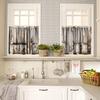 Rustic Wood Kitchen Valances 3 Piece Set,Brown Wooden Blue Wood Plank Wall Board Panel Kitchen Valances for Windows Heat Insulated Valance for Decor view 2