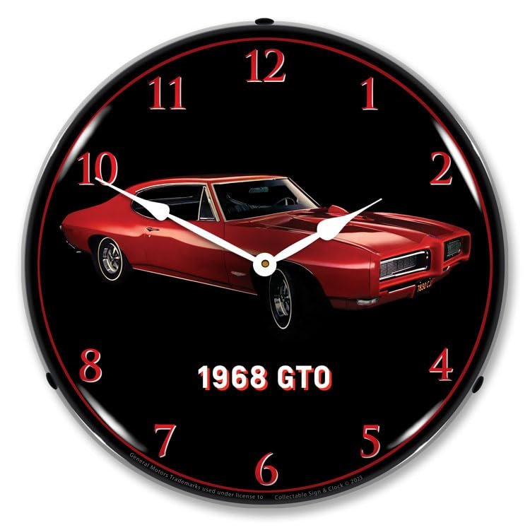 1968 Pontiac GTO Red LED Lighted Clock