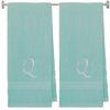 BY LORA Embroidered Terry Cotton Bath Towel for Bath, Shower - Personalized Gift - Nautical Teal Color Towel - Silver Script Initial Q view 1