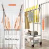 Foldable Clothes Drying Rack Foldable Portable Space Saving Clothes Drying Rack, Movable Drying Rack With 4 Castors, Stainless Steel Laundry Drying Rack, For Laundry, Bathroom, Balcony,Double Pole Dry view 2