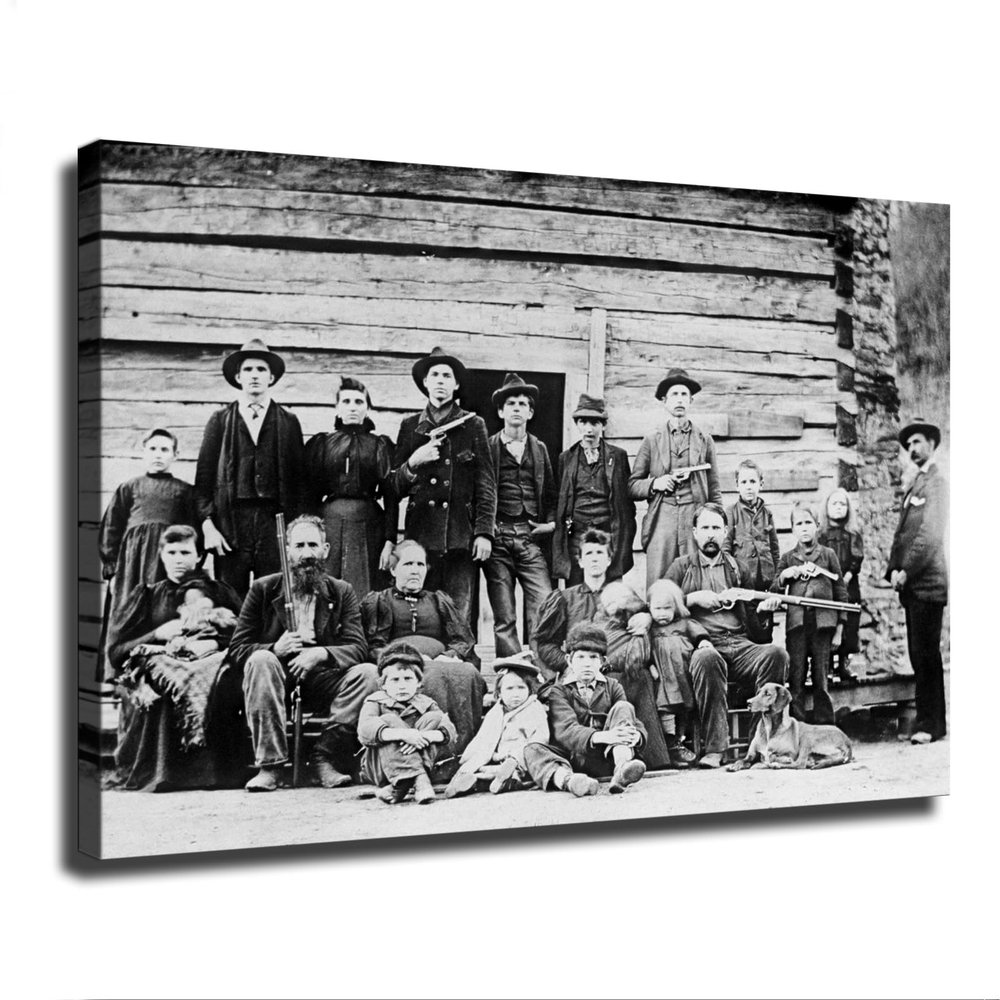 1897 Hatfield Family Photo Canvas Poster Holiday Gift HD Picture Modern Aesthetics Mural Wall Art Decoration (Framed,2030inch)
