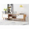 WOLWES TV Console Table Bamboo TV Cabinet Low Entertainment Center Narrow Media Console TV Stand for Living Room, Bedroom (Color : White, Size : 55.1in-no Drawer) view 2