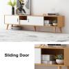 WOLWES TV Console Table Bamboo TV Cabinet Low Entertainment Center Narrow Media Console TV Stand for Living Room, Bedroom (Color : White, Size : 55.1in-no Drawer) view 4