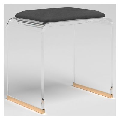 WIGING Clear Acrylic Stool, Transparent Shower Stool Bath Seat with Padded Seat, Makeup Room Vanity Stool, No Assembly Required (Color : Black, Size : 41x30x45cm/16.14x11.81x17.71in)