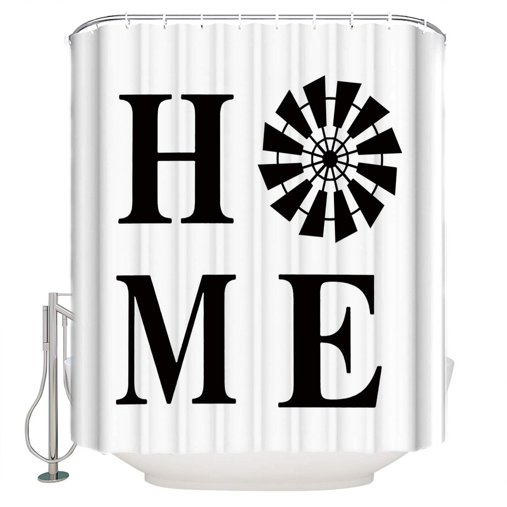 Shower Curtain, Home Sign Windmill Rustic Farmhouse Washable Shower Curtain with Hooks Bath Decor Fabric Shower Curtains for Bathroom, Hotel, Stalls, Bathtubs, 72x84 in