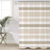 Shower Curtain, Beige Brown White Stripe Washable Shower Curtain with Hooks Bath Decor Fabric Shower Curtains for Bathroom, Hotel, Stalls, Bathtubs, 66x72 in view 4