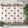 Houseown Shower Curtain, American Country Building Star Berries Retro Washable Shower Curtain with Hooks Bath Decor Fabric Shower Curtains for Bathroom, Hotel, Stalls, Bathtubs, 72x78 in view 1