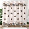 Houseown Shower Curtain, American Country Building Star Berries Retro Washable Shower Curtain with Hooks Bath Decor Fabric Shower Curtains for Bathroom, Hotel, Stalls, Bathtubs, 72x78 in view 2