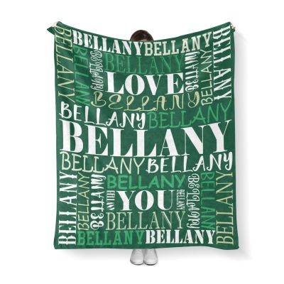 Personalized Name Blanket for Kids Boys Girls Children Custom Baby Blanket with Multiple Fonts for Bed Couch Room Soft Throw Blanket Gifts for Christmas Halloween Birthday Anniversary(Dark Green)