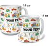 Bouncing Brick Designs Personalized Mug for Kids - Vehicles - Custom Name/Text, Ceramic Hot Chocolate/Cocoa/Coffee Cup for Boys, Birthday/Christmas/Holiday Gift - 15 oz, White Handle view 4