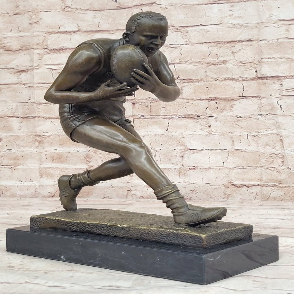 Athletic Bronze Sculpture Rugby Player Made by Lost Wax Method Large Statue Art Dcor Figurine Sale by Classy Bronze