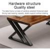 SUBVERS Modern Simple Natural Solid Wood Thick Computer Table Study Writing Desk Metal Frame Space Saving Executive Desk Workstation for Home Office(140x70x75cm(55x27x29in), Wood) view 4