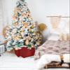 Christmas Tree Collar Tree Box Stand Cover,Christmas Artificial/Pencil/Silm/Skinny Tree Ring 6 Packs Collapsible Tree Skirt for Christmas Xmas Tree,Modern Minimalist Xmas Tree Red Stripes 14.5"x10" view 4