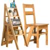 4 Tier Folding Step Stool Creative Transforming Fold Up Library Steps Step Ladder Chair Kitchen Office Use Multifunctional 2-in-1 Portable Wood Stepladder view 1
