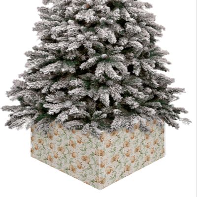 Christmas Tree Collar Tree Box Stand Cover,Vintage Flower Artificial/Pencil/Silm/Skinny Tree Ring 4 Packs Collapsible Tree Skirt for Christmas Xmas Tree,Country Shabby Chic Floral Leaves 17"x10"