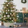 Christmas Tree Collar Tree Box Stand Cover,Vintage Flower Artificial/Pencil/Silm/Skinny Tree Ring 4 Packs Collapsible Tree Skirt for Christmas Xmas Tree,Country Shabby Chic Floral Leaves 17"x10" view 2