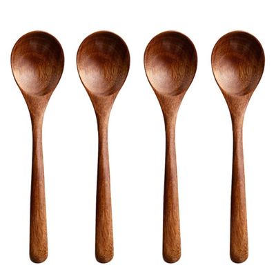 Teaspoons 4-piece Set Of Creative Simple Wooden Spoon Rice Spoon Soup Spoon Coffee Spoon Home Dining Spoon Coffee Spoons