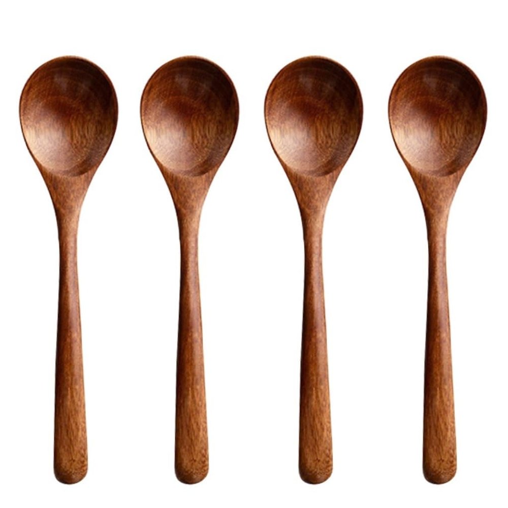 Teaspoons 4-piece Set Of Creative Simple Wooden Spoon Rice Spoon Soup Spoon Coffee Spoon Home Dining Spoon Coffee Spoons