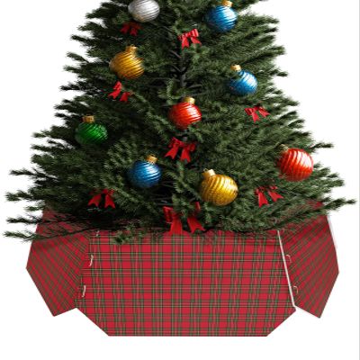 Christmas Tree Collar Tree Box Stand Cover,Christmas Artificial/Pencil/Silm/Skinny Tree Ring 6 Packs Collapsible Tree Skirt for Christmas Xmas Tree,Country Rustic Red Green Buffalo Lattice 14.5"x10"