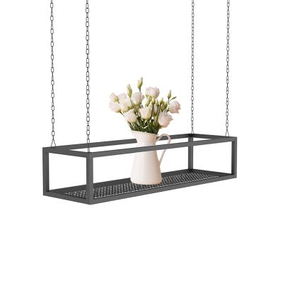 Ceiling Shelf Floating Decorations Shelves - Suspended Storage Shelving Flower Pot Stand Wine Holder, Wrought Iron Hanging Racking for Bar/Restaurant/Kitchen (Size : 120x25x15cm)