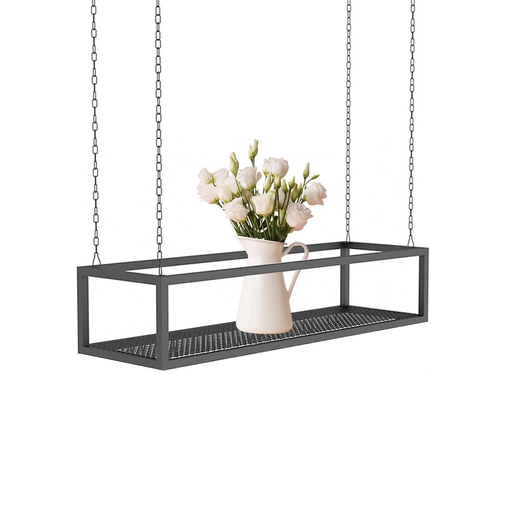 Ceiling Shelf Floating Decorations Shelves - Suspended Storage Shelving Flower Pot Stand Wine Holder, Wrought Iron Hanging Racking for Bar/Restaurant/Kitchen (Size : 120x25x15cm)