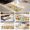 Thanksgiving Pumpkin Dish Drying Mat for Kitchen Counter, Orange Plaid Sunflower Leaves Absorbent Reversible Dish Drainer Rack Mats for Coffee Bar Mats 16''x18'' 2 PCS view 4