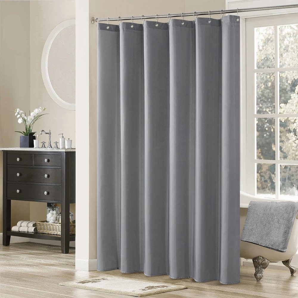 HOLEILUCK Grey Shower Curtains for Bathroom Shower Curtains Solid Gray Polyester Fabric Decoratived Modern Grey Shower Curtain 3D Shower Curtain Extra Long Shower Curtains 37x84in/WxL