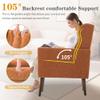 QKFF Accent Chair Set of 2, Upholstered Armchair with Pillow, Fabric Single Sofa Chair with Lounge Seat and Wood Legs Accent Chair for Living Room Small Spaces (Orange, Set of 2) view 4
