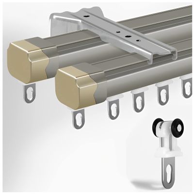 Curtain Conjoined Double Tracks, Heavy Duty Ceiling Mounted Curtain Rails, Silent Curtain Track Set, For Home Living Room Bedroom Room Divider (Color : C Wall mounted, Size : 110cm(3.6ft))