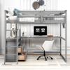 Full Size Loft Bed with Desk Wood Loft Bed Frame with Shelves, and 2 Built-in Drawers,Space-Saving Furniture for Teen bedrooms (Grey@Q) view 3