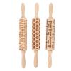 3Pcs Rolling Pin Christmas Rolling Pin Rolling Pin for Baking Wooden Embossed Rolling Pin Cute Christmas Pattern Engraved Embossing Rolling Pin for Baking Embossed biscuits view 1