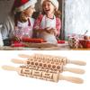 3Pcs Rolling Pin Christmas Rolling Pin Rolling Pin for Baking Wooden Embossed Rolling Pin Cute Christmas Pattern Engraved Embossing Rolling Pin for Baking Embossed biscuits view 2