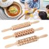 3Pcs Rolling Pin Christmas Rolling Pin Rolling Pin for Baking Wooden Embossed Rolling Pin Cute Christmas Pattern Engraved Embossing Rolling Pin for Baking Embossed biscuits view 3