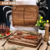 Uiifan 10 Pcs Steak Plates with Juice Channel Wooden Steak Board Set Acacia Cutting Serving Board for Home Serving Eating Meat Dishes Snack Dessert, 13 x 11 x 0.6 Inch view 3
