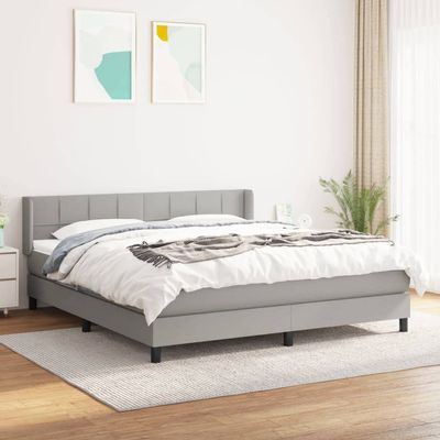 CUMYZO Box Spring Bed with Mattress Light Gray Queen Fabric,Furniture Beds & Accessories Beds & Bed Frames