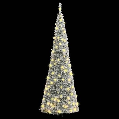 CUMYZO Artificial Christmas Tree Pop-up Flocked Snow 100 LEDs 59.1",Home & Garden Decor Seasonal & Holiday Decorations Christmas Trees