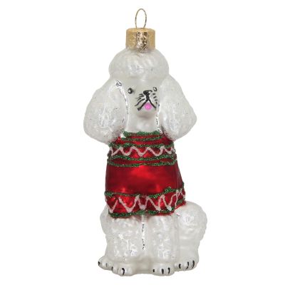 CDL Glass Blown Adorable Poodle Christmas Tree Ornaments (5",Poodle G10)