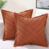 decorUhome Decorative Rust Fall Throw Pillow Covers 18x18 Set of 2 with Splicing, Boho Soft Neutral Corduroy Broadside Twill Pillow Covers for Couch Bed Sofa Living Room view 1
