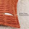 decorUhome Decorative Rust Fall Throw Pillow Covers 18x18 Set of 2 with Splicing, Boho Soft Neutral Corduroy Broadside Twill Pillow Covers for Couch Bed Sofa Living Room view 3