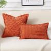 decorUhome Decorative Rust Fall Throw Pillow Covers 18x18 Set of 2 with Splicing, Boho Soft Neutral Corduroy Broadside Twill Pillow Covers for Couch Bed Sofa Living Room view 4