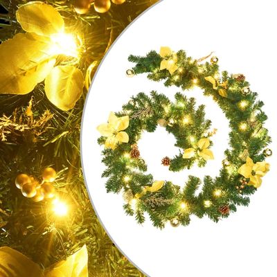 CUMYZO Christmas Garland with LED Lights Green 8.9' PVC,Home & Garden Decor Seasonal & Holiday Decorations Christmas Lighting