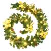 CUMYZO Christmas Garland with LED Lights Green 8.9' PVC,Home & Garden Decor Seasonal & Holiday Decorations Christmas Lighting view 2