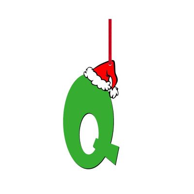 26 Pieces Christmas Tree Decoration 26 Letter Ornaments Pendant, Acrylic Alphabet with Red Hat Hanging Ornament Portable Seasonal Decor Holiday Gift (Green, Q)