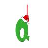 26 Pieces Christmas Tree Decoration 26 Letter Ornaments Pendant, Acrylic Alphabet with Red Hat Hanging Ornament Portable Seasonal Decor Holiday Gift (Green, Q) view 1