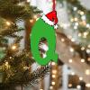 26 Pieces Christmas Tree Decoration 26 Letter Ornaments Pendant, Acrylic Alphabet with Red Hat Hanging Ornament Portable Seasonal Decor Holiday Gift (Green, Q) view 2
