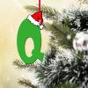 26 Pieces Christmas Tree Decoration 26 Letter Ornaments Pendant, Acrylic Alphabet with Red Hat Hanging Ornament Portable Seasonal Decor Holiday Gift (Green, Q) view 3