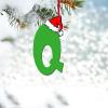 26 Pieces Christmas Tree Decoration 26 Letter Ornaments Pendant, Acrylic Alphabet with Red Hat Hanging Ornament Portable Seasonal Decor Holiday Gift (Green, Q) view 4