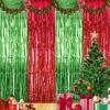 4 Pack Christmas Metallic Tinsel Foil Fringe Curtains 3.36.5 ft Red Green Tinsel Fringe Photo Backdrop Decor Streamer for Christmas New Year Ugly Sweater Birthday Wedding Holiday Party Decorations view 1